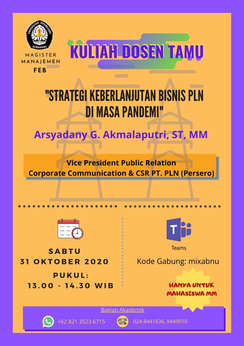 LECTURES GUEST LECTURERS / PRACTITIONERS OF MM FEB UNDIP PROGRAM